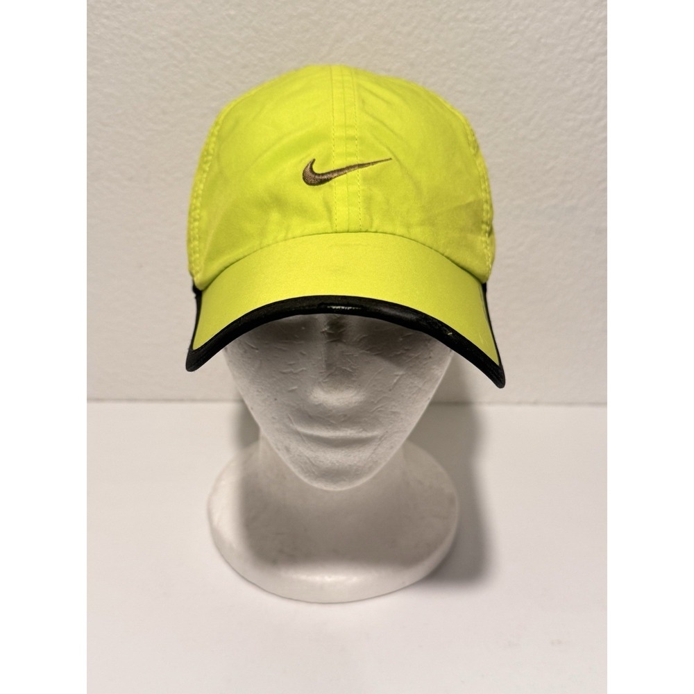 NIKE Womens Featherlight Running Hat Cap Neon Yellow Adjustable Strapback W FLAW